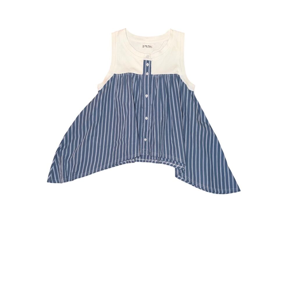 We the free shark bite hem tank top small plaid cottagecore Y2K inspired blue